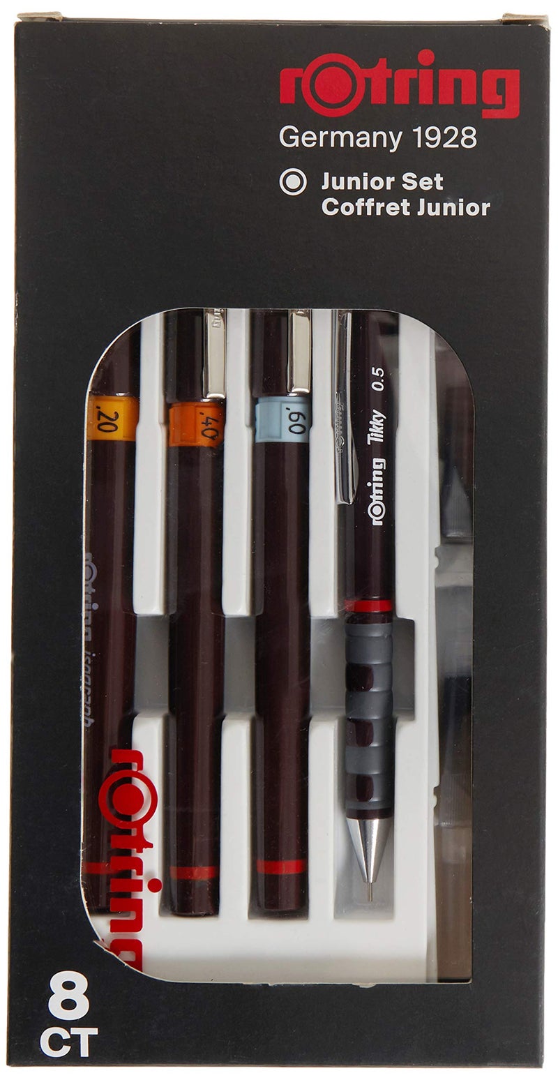 Rotring Isograph Junior Set 3X Technical Pens (0.20mm, 0.40mm, 0.60mm) + Accessories - Image 1